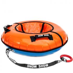Тюбинг с пластиковым дном 100 см оранжевый