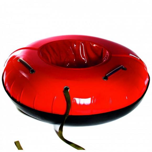 Тюбинг с пластиковым дном 100 см красный