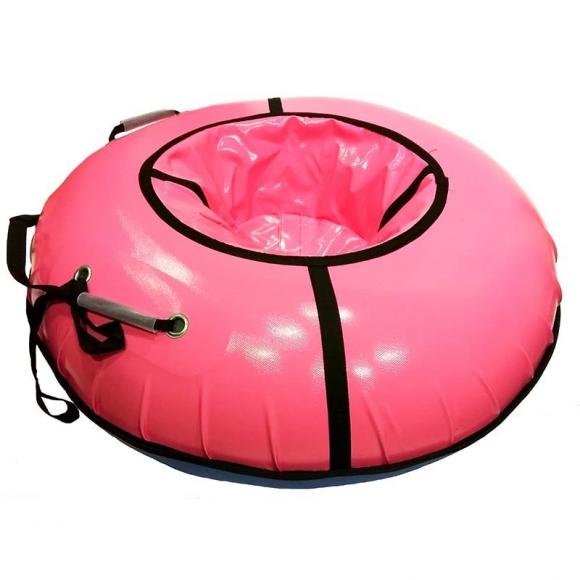 Тюбинг с пластиковым дном 110см розовый